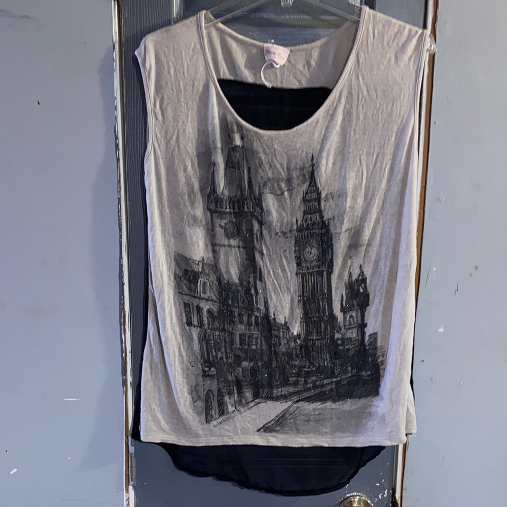 Pretty Good Graphic Print Tank Top - Cream and Black